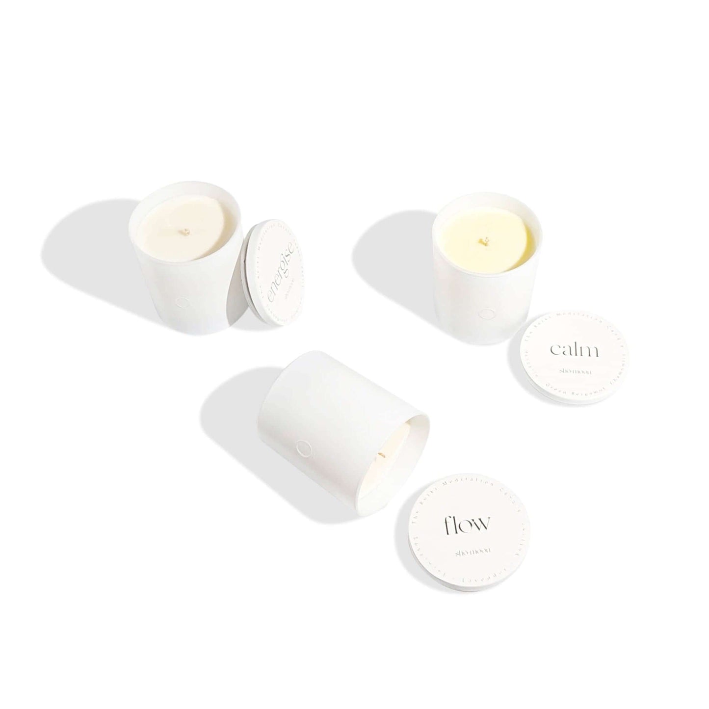 Set of three shō-moon Natural Aromatherapy Meditation Candles from the Intention Collection: Energise, Flow and Calm