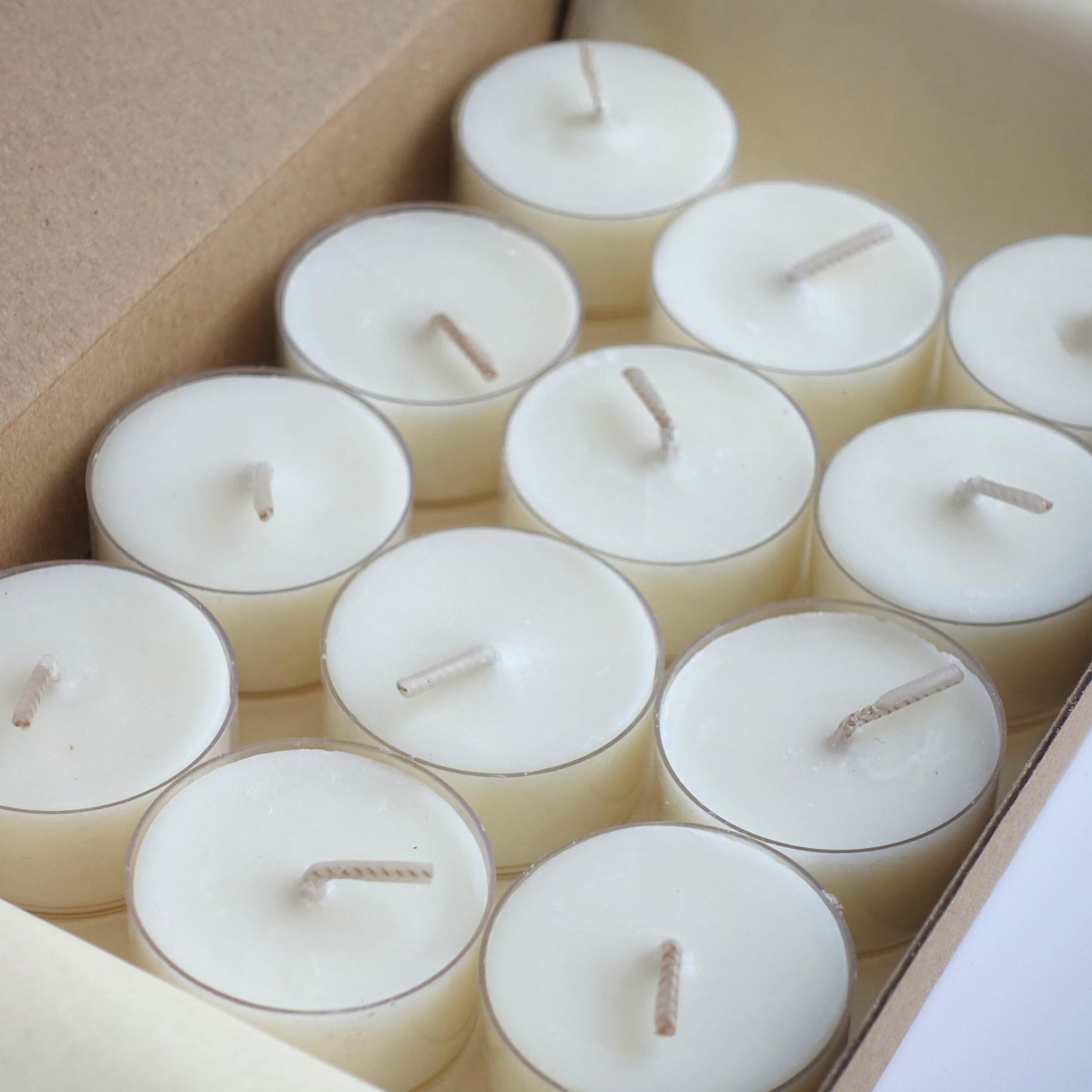 12 Shō-moon Natural Calm scented Tealights Candle with  pure essential oils and clean burning natural wax in their packaging box